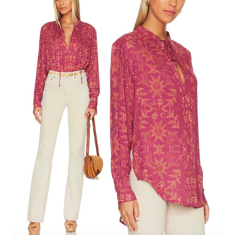 FREE PEOPLE Mia Tunic Top in Rouge Combo